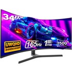 34 Zoll Ultrawide Curved Gaming Monitor 165Hz, 1500R PC Bildschirm UWQHD