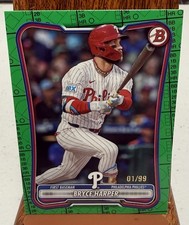 🔥HOT!! 2025-26 Topps Bowman Bryce Harper #37 Green Pattern LOW NUMBER 1/99💥