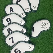 New golf club cover, iron club protective cap, wood club, white and green