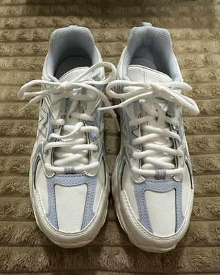 New Balance Kids Low Top Athletic Sneakers, Lace-Up, White/Light Blue NO SHOEBOX
