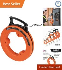 50-Foot Electrical Fish Tape - Heavy-Duty Steel Puller with Ergonomic Handle