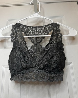 Felina Jezebel Bralette Gray Lace Bra Wireless Stretchy Comfort Lingerie Large
