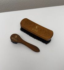 German 100 Horse Hair Shoe Shine Brush Set Wood Polishing Brush Dauber