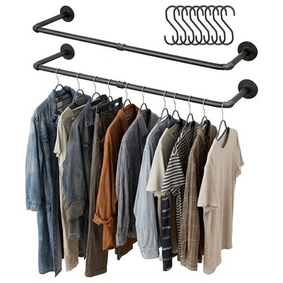 Wall Mounted Clothes Rack 36.2 Inch - Industrial Pipe Clothing Rack ＆ Multi-P...