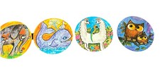 Vintage Folgers Coffee Lid Wall Plaque Doctor Doolittle 1968 Complete Set of 4