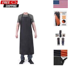 Waterproof Rubber Vinyl Apron 43"X31" for Dishwashing Lab Work Heavy Duty Black