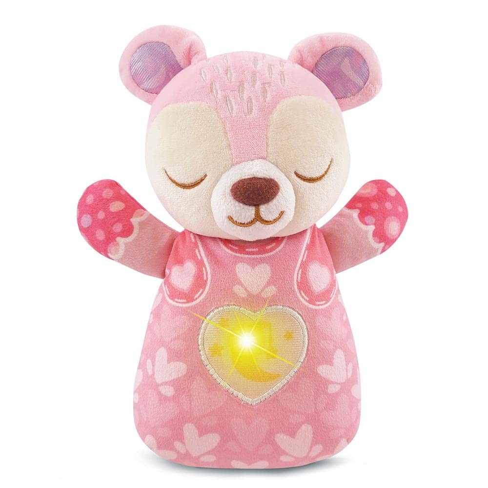 Ours en peluche bébé et veilleuse musicale nomade pour stopper les réveils
