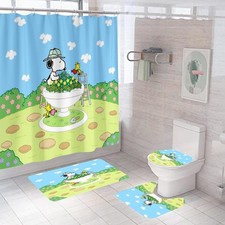 Snoopy Bathing Time Shower Curtain Set Bathroom Set For Bathroom Decor Best Gift