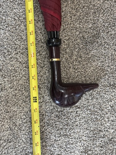 Umbrella Walking Cane Aramis Fowl Weather Wood Duck Head 36" Length Open 46” - Picture 16 of 18