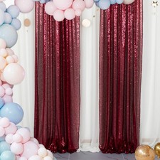 Burgundy Sequin Curtains 2 Panels 2x8FT Photo Backdrop Pack 2190222E