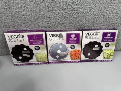 Lot of 3 Veggie Bullet Blades : Ribbon - Shoestring Fry & Angel Hair Blades New