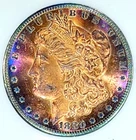 1880-S Gem BU +++  Morgan Dollar Monster Rainbow Color Toned Looks PL