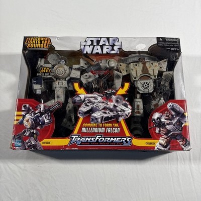 2006 Star Wars Transformers Millennium Falcon Han Solo & Chewbacca Figures New 