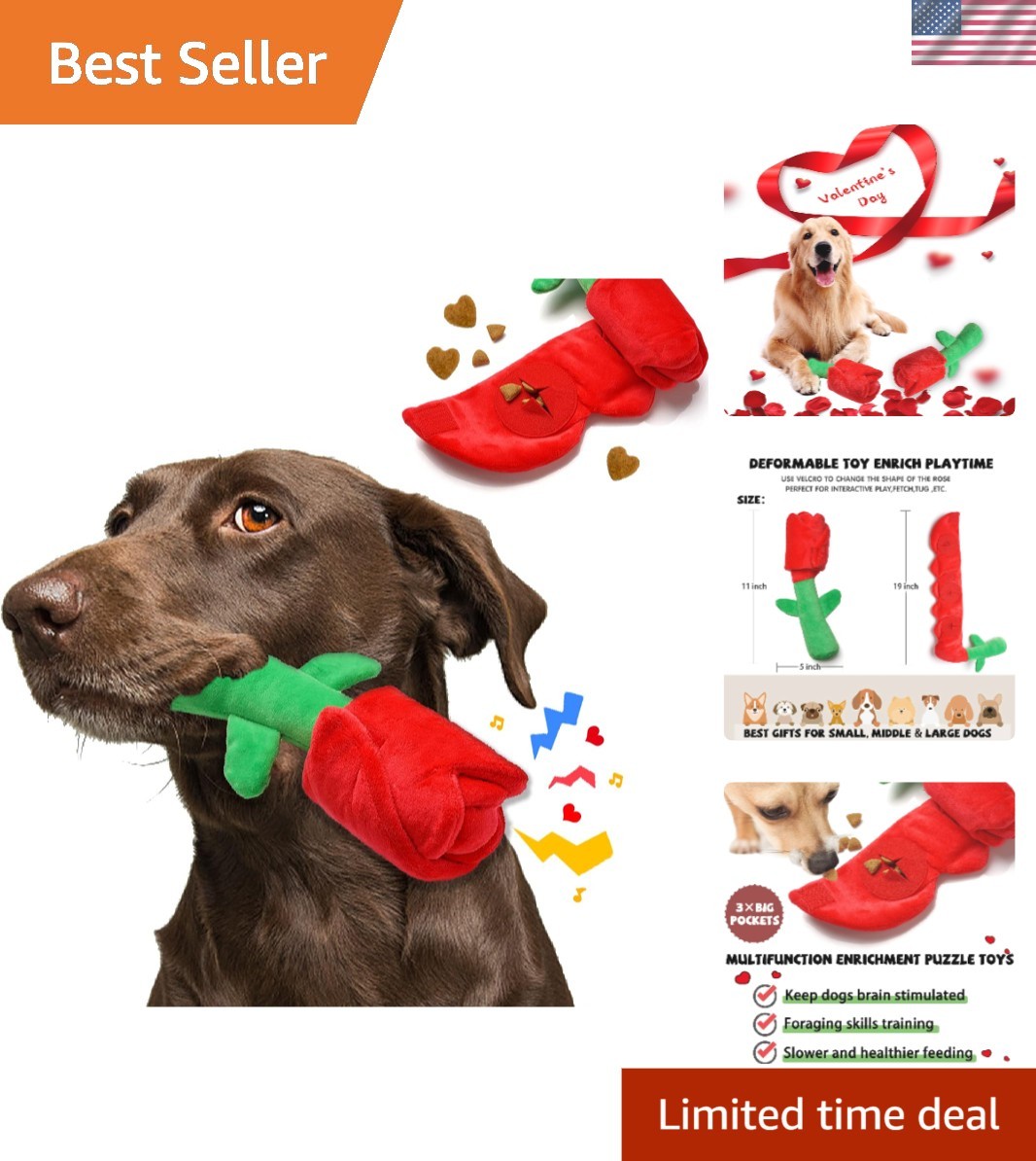 Interactive Squeaky Rose Dog Toy for Mental Stimulation - Ideal Gift for Pets
