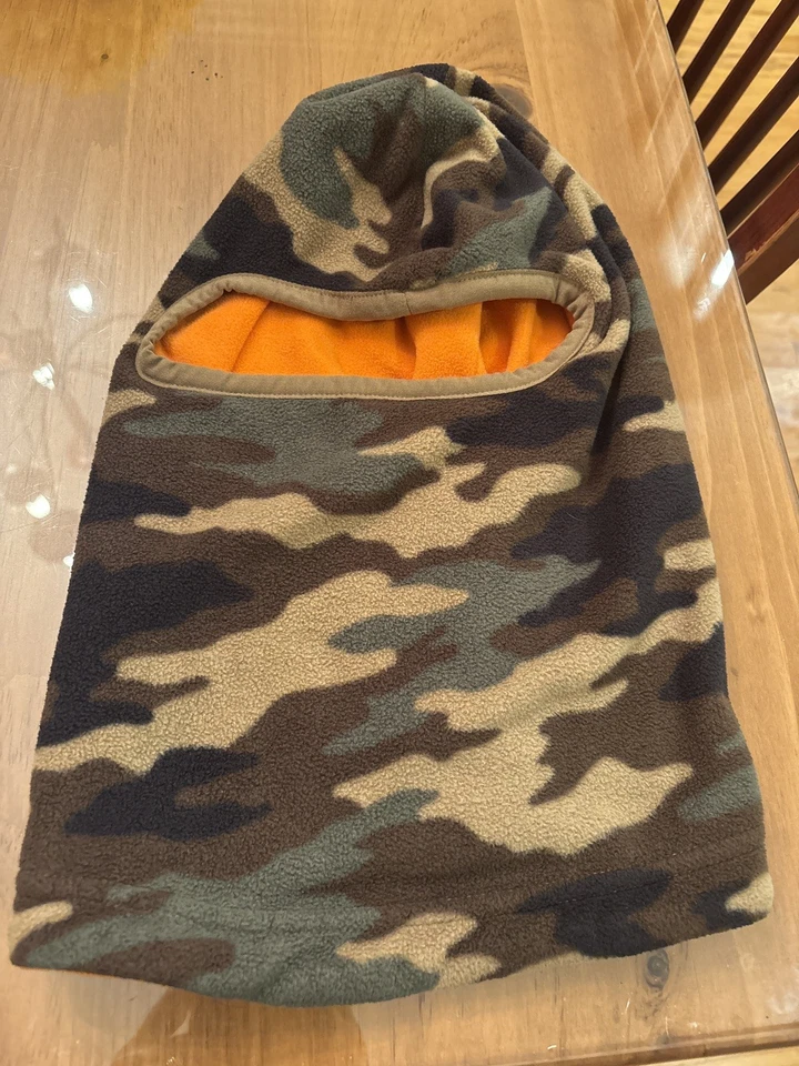 Reversible Fleece Balaclava Camo / Blaze Orange Hunting Face Mask Cold Weather - Image 3 of 3