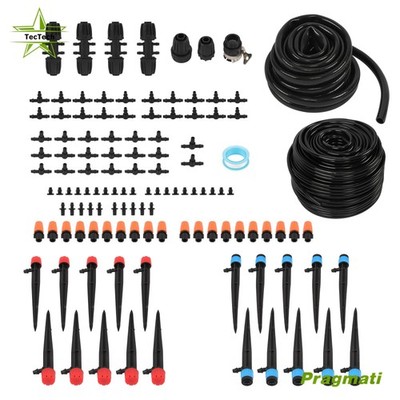 Automatic Irrigation System With Tubing Hose Adjustable Nozzle Micro Drip 226FT