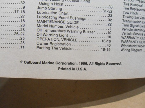 1986 Cushman Haulster 898454 Police on Road - Operators Manual - Picture 4 of 14