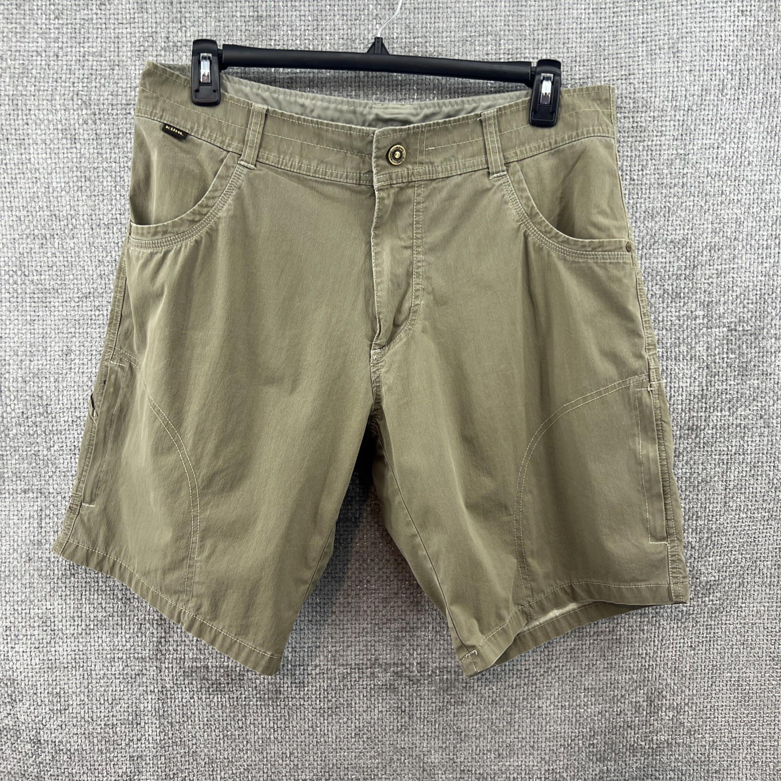 Kuhl Mens 36 Shorts Cotton Blend Outdoor Khaki Tan Rambler Vintage Patina Dye