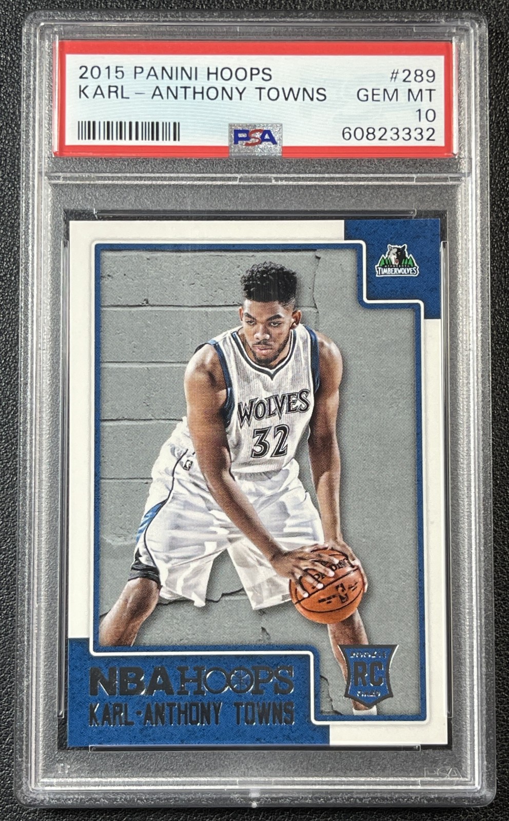 KARL-ANTHONY TOWNS PSA 10 2015-16 PANINI HOOPS #289 ROOKIE RC TIMBERWOLVES 332