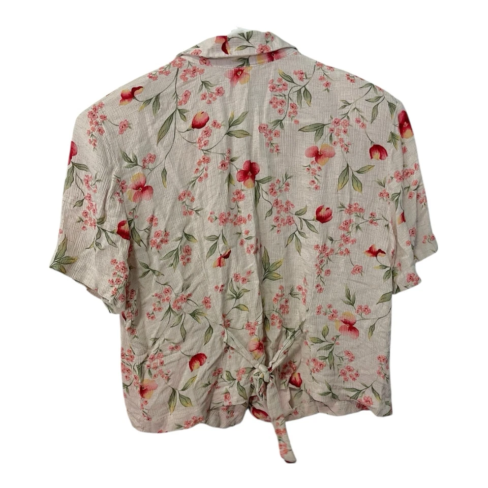 Blusa Camisa Vintage Jaclyn Smith Studio Grande Rosa Floral Mezcla Lino Boho Foto 3 de 4
