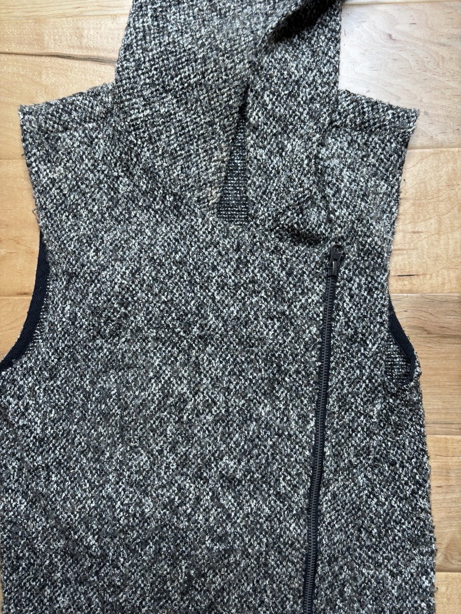 Lanston Vest Hoodie Women XS Marled Black Asymmetrical Zipper Tailored View 2