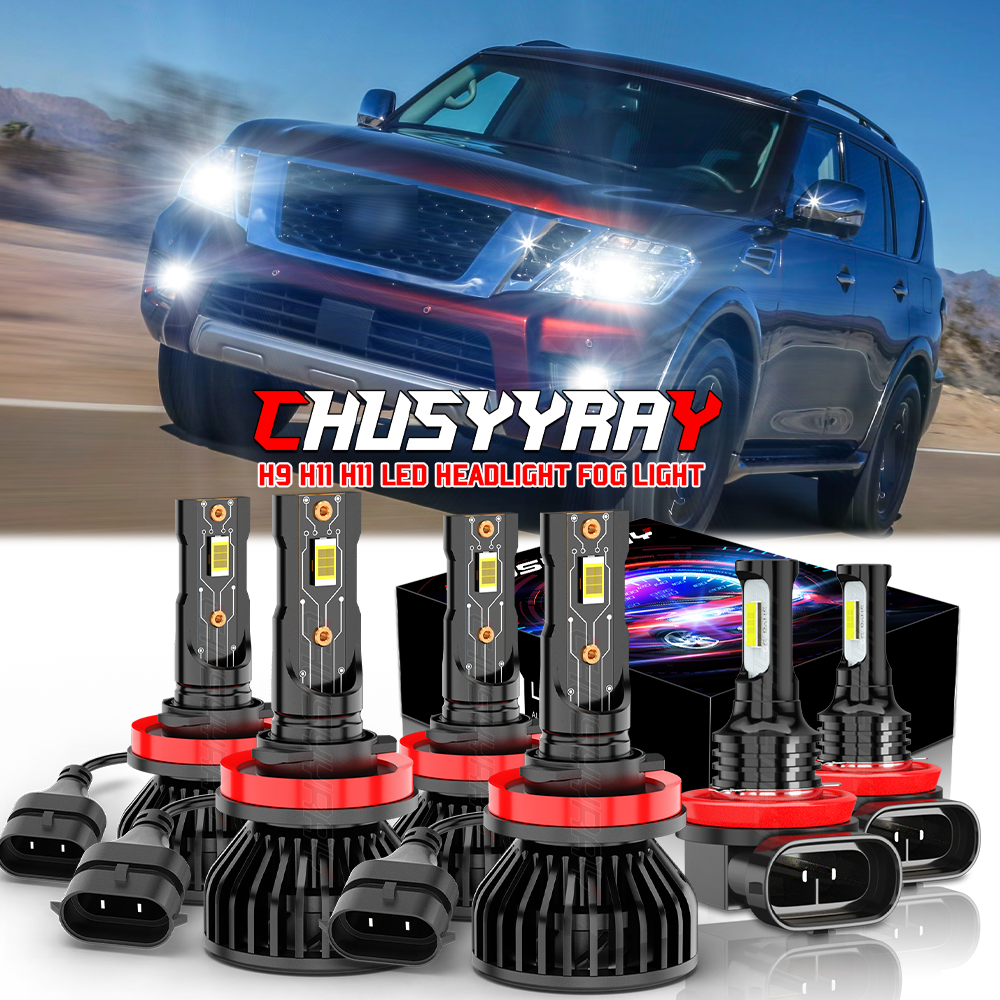 For Nissan Armada 2017-2020 LED Headlight Bulbs Kit High / Low Beam + Fog Light