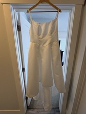 Satin Spaghetti Strap High-Low Dress - Soft White / 18W