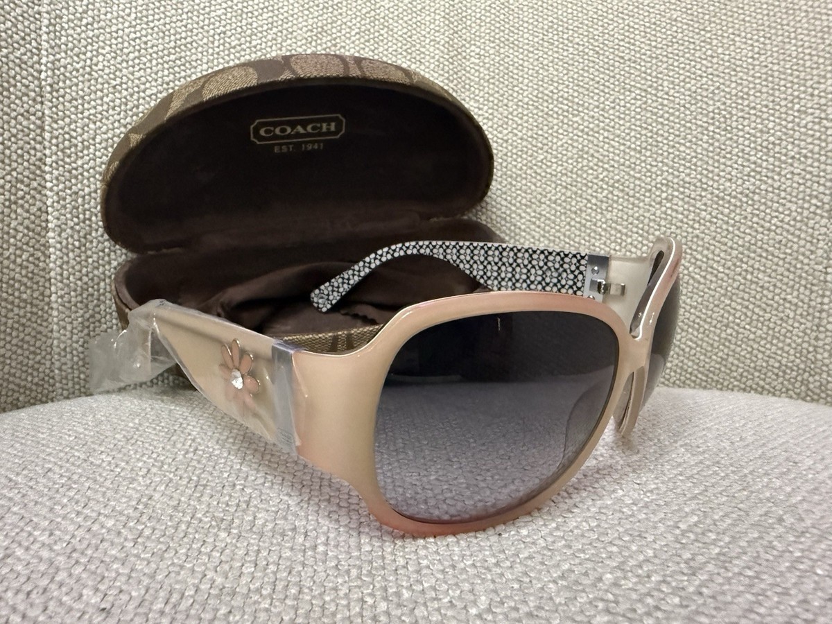Coach April S444 oversized sunglasses featuring a pink floral