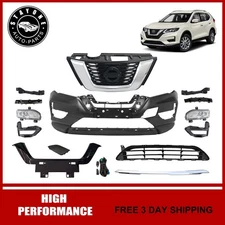For 2017-2020 Nissan Rogue Complete Front Bumper Grille W/ Fog Light Assembly 