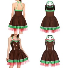 Women's Xmas New Year Christmas A-line Gingerbread Costume Stage Tutu Dress