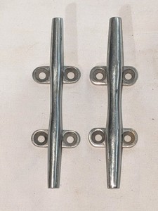 (2) Chromed Brass Boat Deck Cleats 6” Herreshoff Hollow Base Cleat Chrome Plated