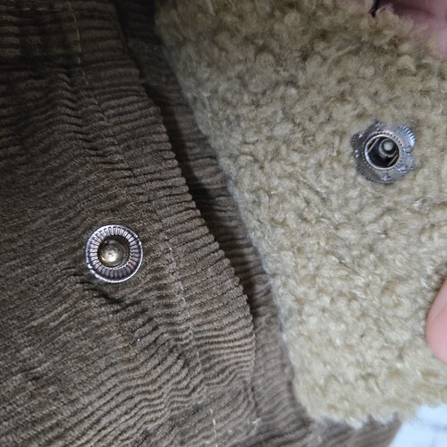 Vtg Y2K BKE Buckle Corduroy Trucker Jacket Brown Faux Fur Sherpa Lined Men's S - Picture 8 of 13