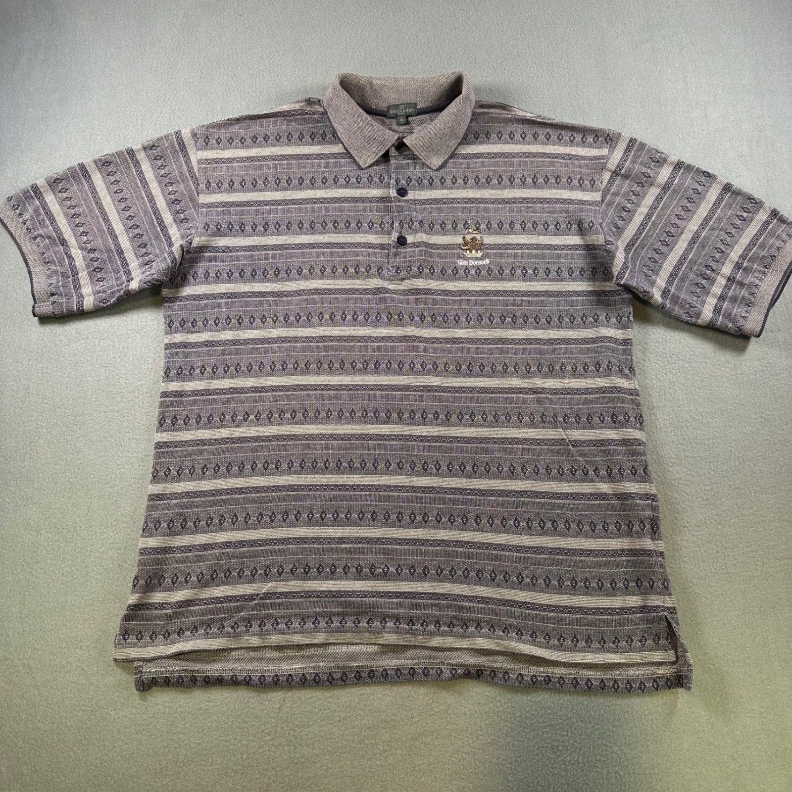 Dockers Golf Mens Purple Geometric Stripe Polo Shirt Glen Dornoch Size M Cotton image 2