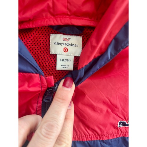 Vineyard Vines Target Boys Red + Navy Blue Raincoat Windbreaker, Large, 12/14 - Picture 4 of 4