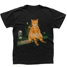 Funny Cat Meme Cat Smoking Unisex T-shirt S-5XL