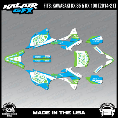 Graphics Kit for Kawasaki KX85 KX100 (2014-2021) KX 85 KX 100 Evader - Cyan