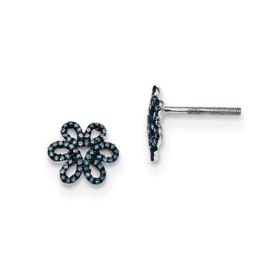 Ohrstecker Sterlingsilber blau Diamant Blume