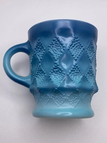 Vintage Anchor Hocking Fire King Kimberly Diamond Blue Ombre Coffee Mug