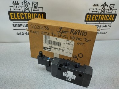 PARKER 3/8'' SS 2P PNEUMATIC SOLENOID VALVE B5E2AB553C 120VCOIL NIB
