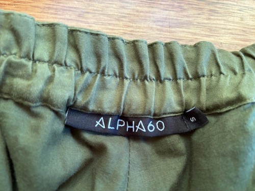 Alpha 60 Ladies Pants Size S Small Khaki Green Structured Extra Wide Leg Crop - Picture 11 of 15