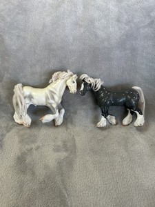 Vintage 1996 Empire Industries Horse White & Grey spotted Dapple Draft Horse Lot