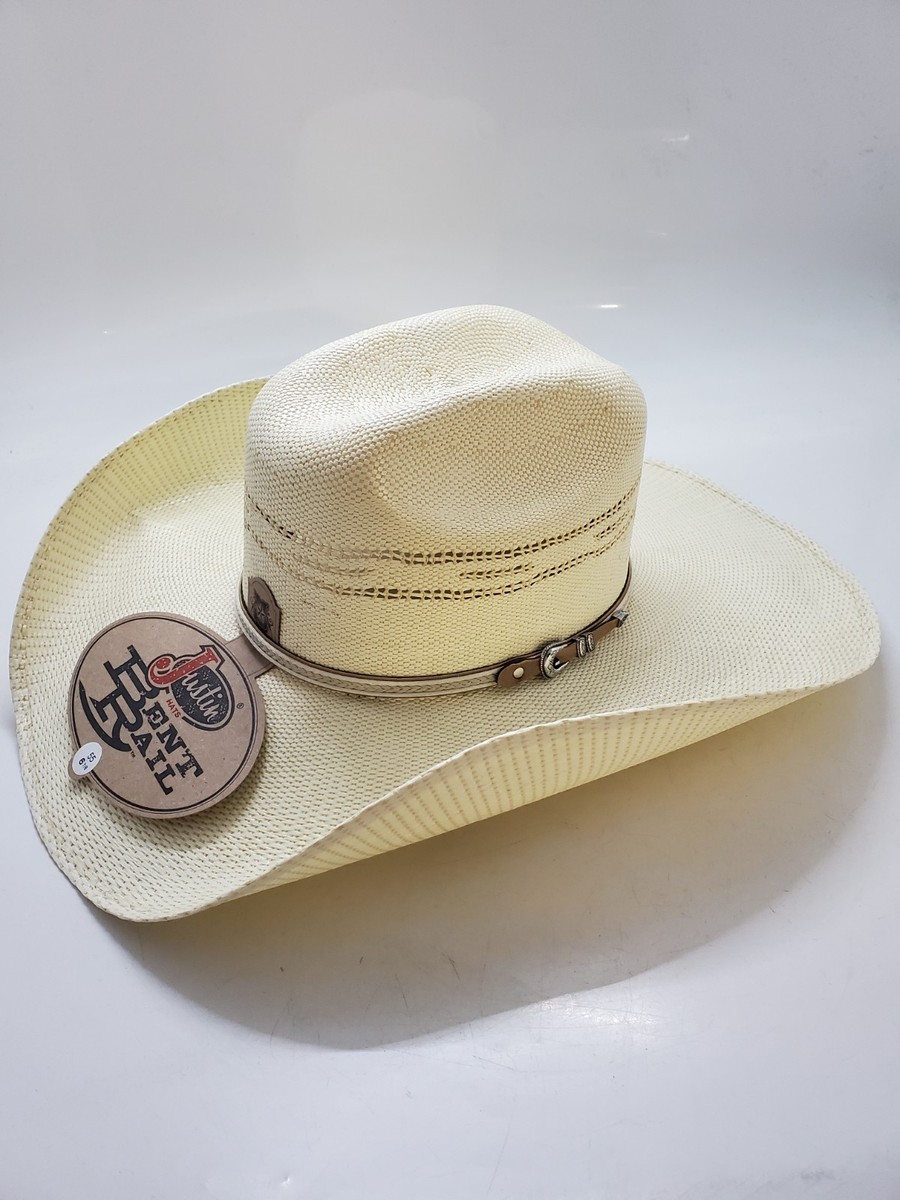 JUSTIN BENT RAIL STRAW COWBOY HAT SIZE 7/8