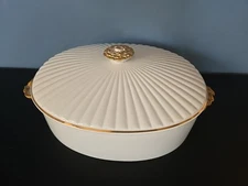 Vintage Porcelain Golden Heirloom - Oval Covered Casserole Oven To Table