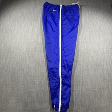 Vintage Nike Track Pants Teens Large Blue Windbreaker Side Stripe Zip Ankle