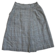Vtg 70s Sears Wool Blend Glen Plaid Faux Wrap Midi Skirt Pockets Japan Sz M