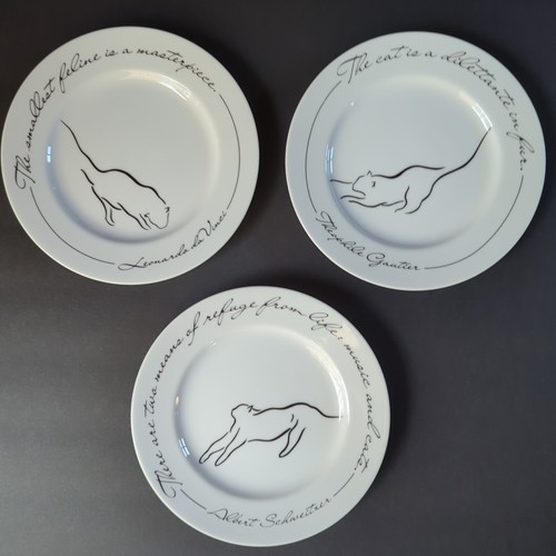 3 Der Affe und die Hausierer Katze Teller von Liz Ross Minou 8,25"