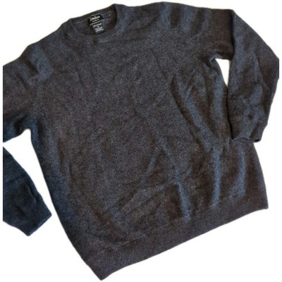 Neiman Marcus 100% Cashmere Women's Sweater MEDIUM Grey Pullover Crew Neck Soft