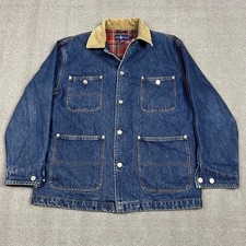 Vintage Polo Ralph Lauren Denim Chore Barn Jacket Cord Collar Men  s Large EUC