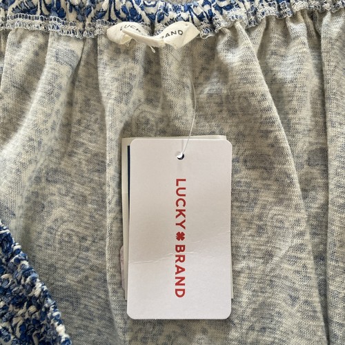 NWT Lucky Brand Blue Floral Peasant Blouse top Women’s Size Medium M - Picture 4 of 8