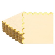 100Pack Scalloped Cocktail Napkins Gold, 5" 2ply Disposable Party Dark Beige 